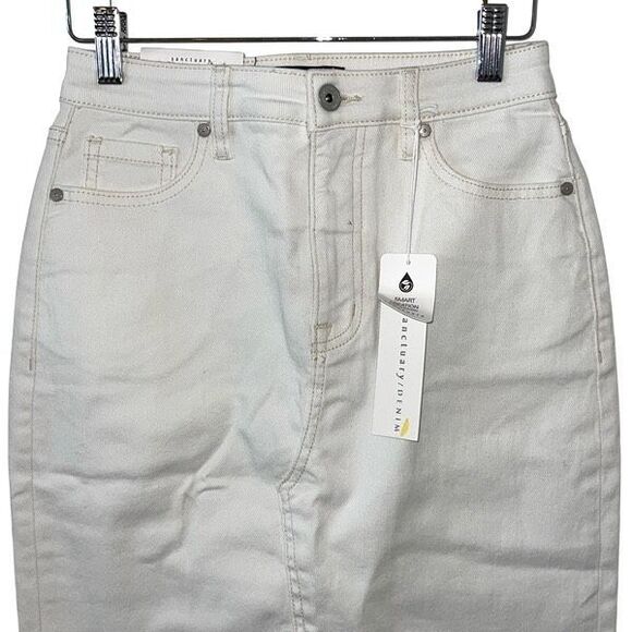 Sanctuary Womens High Rise Front Slit Denim Midi Pencil Skirt White Size 24 NWT - Picture 3 of 12